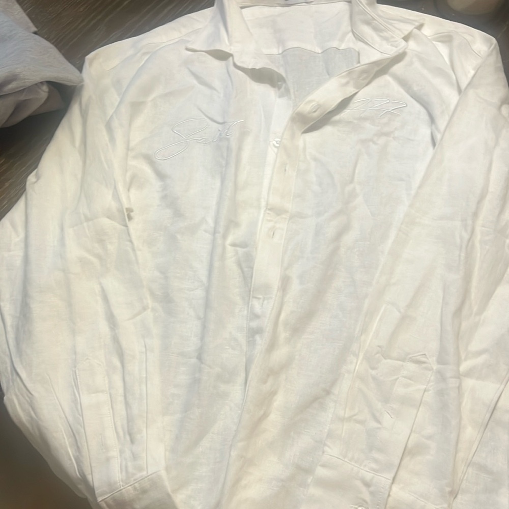 Off white heavy soft linen shirt